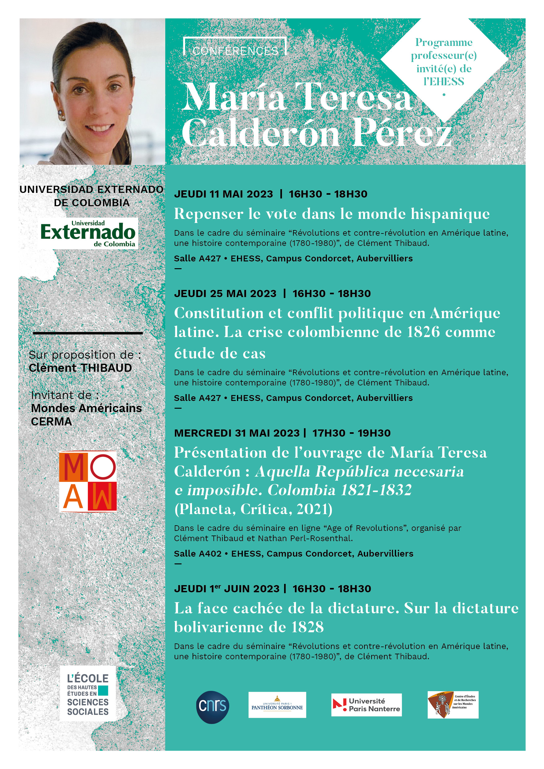 Conférences de María Teresa Calderón Pérez, professeure à l'Universidad Externado de Colombia